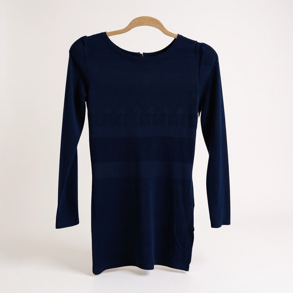 Armani Exchange Navy‎ Textured Long Sleeve Mini Dress Back Zipper Size S